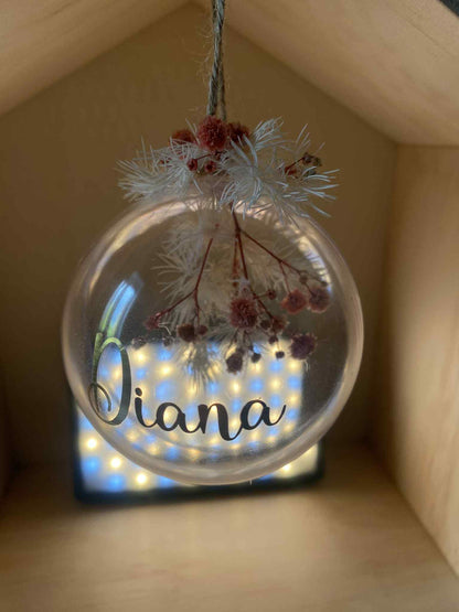 Boule de Noël personnalisée avec fleurs séchées 🌸
