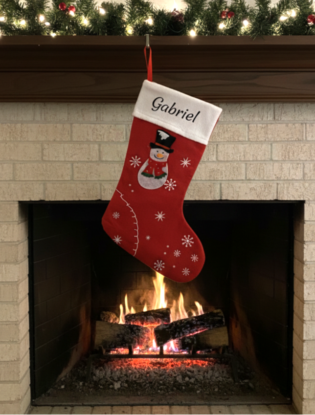 Chaussette de Noël personnalisée avec prénom – Décoration de cheminée ou cadeau unique