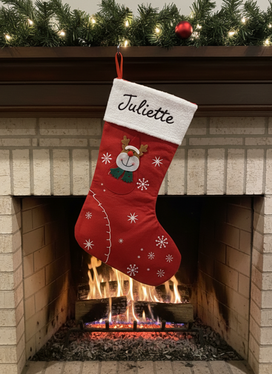 Chaussette de Noël personnalisée avec prénom – Décoration de cheminée ou cadeau unique