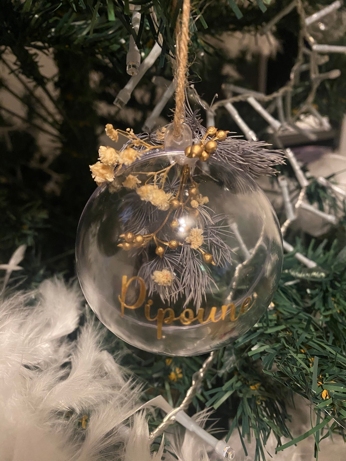 Boule de Noël personnalisée avec fleurs séchées 🌸