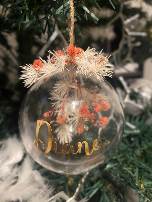 Boule de Noël personnalisée avec fleurs séchées 🌸