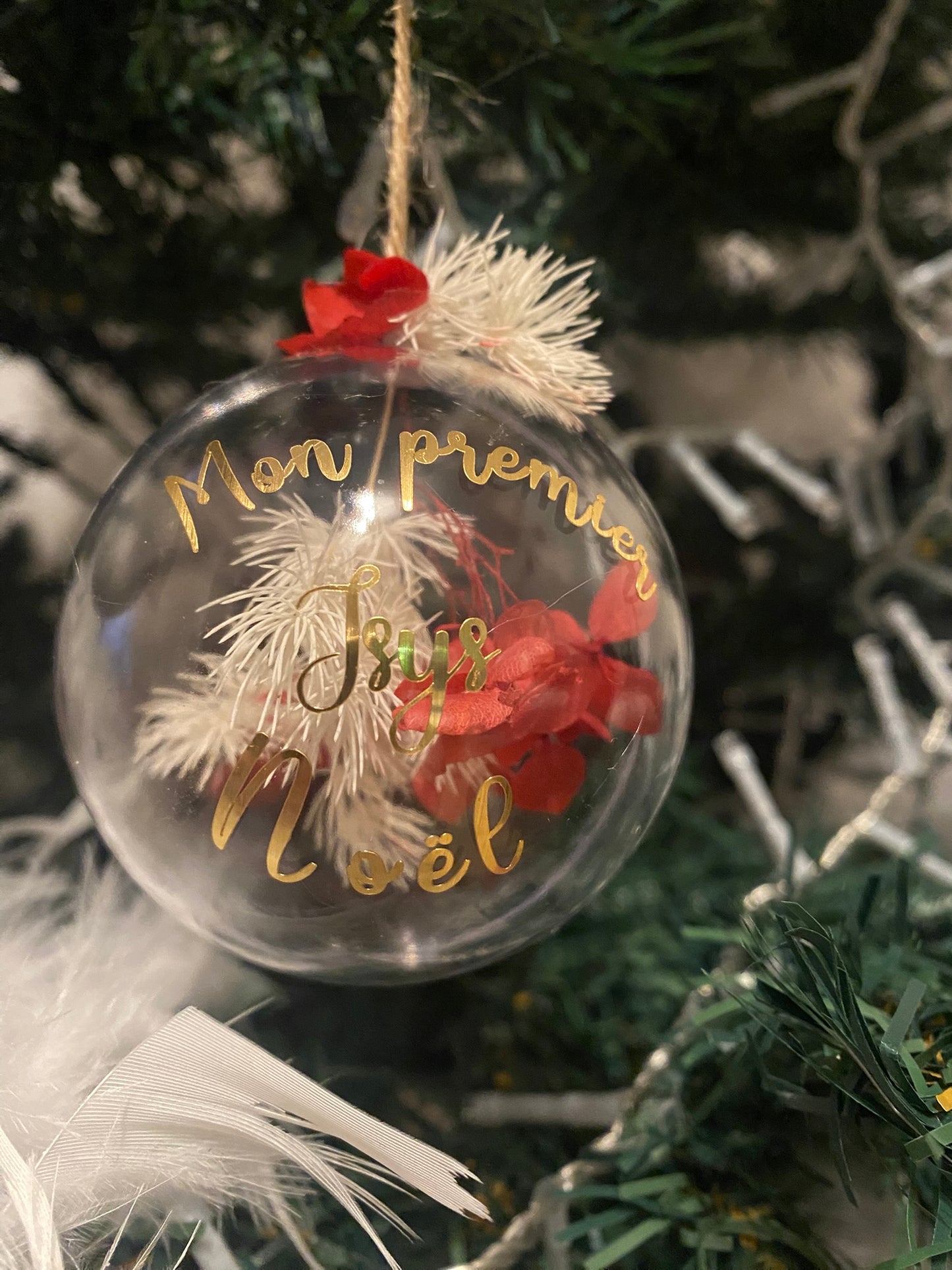 Boule de Noël personnalisée avec fleurs séchées 🌸